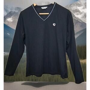 Pearl Izumi Cycling Shirt Women Large Black V-Neck Zip Pocket Long Sleeve EUC